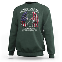 Funny Nurse Sweatshirt Nurse Appreciation American Flag Angel Wings Not All Angels Have Wings Some Have Stethoscopes Nursing Nurse Life, Nurse Pride - Wonder Print Shop