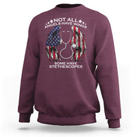 Funny Nurse Sweatshirt Nurse Appreciation American Flag Angel Wings Not All Angels Have Wings Some Have Stethoscopes Nursing Nurse Life, Nurse Pride - Wonder Print Shop