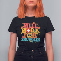 Funny Nurse T Shirt For Women Retro Groovy Will Work For Snuggles Comfy Nicu Nurse Neonatal Nurse Life, Nurse Appreciation Gift for Nurse Week - Wonder Print Shop