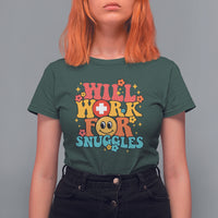 Funny Nurse T Shirt For Women Retro Groovy Will Work For Snuggles Comfy Nicu Nurse Neonatal Nurse Life, Nurse Appreciation Gift for Nurse Week - Wonder Print Shop
