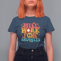 Funny Nurse T Shirt For Women Retro Groovy Will Work For Snuggles Comfy Nicu Nurse Neonatal Nurse Life, Nurse Appreciation Gift for Nurse Week - Wonder Print Shop