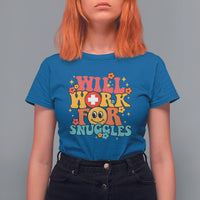 Funny Nurse T Shirt For Women Retro Groovy Will Work For Snuggles Comfy Nicu Nurse Neonatal Nurse Life, Nurse Appreciation Gift for Nurse Week - Wonder Print Shop