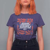Subtle FDT T Shirt For Women Freedom Democracy Tolerence and Justice For All