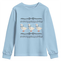Country Goose 80s Youth Sweatshirt 1980s Geese Blue Bowed Mama Goose