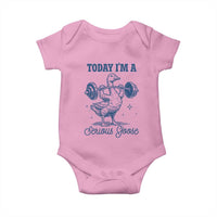 Funny Workout Silly Goose Baby Onesie Today I'm A Serious Goose Lifting Weights Gym