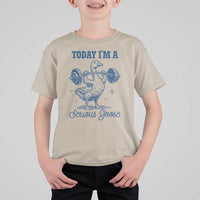 Funny Workout Silly Goose T Shirt For Kid Today I'm A Serious Goose Lifting Weights Gym