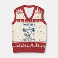 Funny Workout Silly Goose V-Neck Knit Sweater Vest Today I'm A Serious Goose Lifting Weights Gym - Wonder Print Shop