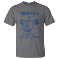 Funny Workout Silly Goose T Shirt Today I'm A Serious Goose Lifting Weights Gym