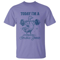 Funny Workout Silly Goose T Shirt Today I'm A Serious Goose Lifting Weights Gym
