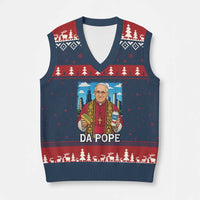 Funny Da Pope Leo XIV V-Neck Knit Sweater Vest 267th Pope Chicago Hot Dog and Beer - Wonder Print Shop