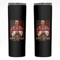 Vintage Pope Leo XIV Skinny Tumbler 267th Pope American Flag