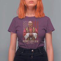 Vintage Pope Leo XIV T Shirt For Women 267th Pope American Flag