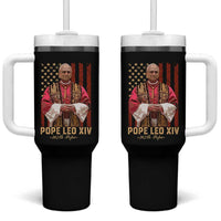 Vintage Pope Leo XIV Tumbler With Handle 267th Pope American Flag