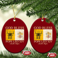 God Bless Pope Leo XIV Ceramic Ornament 267th Pope Vatican Flag - Wonder Print Shop