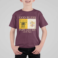 God Bless Pope Leo XIV T Shirt For Kid 267th Pope Vatican Flag