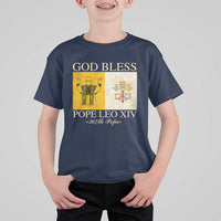 God Bless Pope Leo XIV T Shirt For Kid 267th Pope Vatican Flag