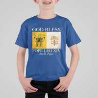 God Bless Pope Leo XIV T Shirt For Kid 267th Pope Vatican Flag