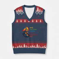 Frederick Douglass Inspirational V-Neck Knit Sweater Vest Learn to Read Be Forever Free Black Leader - Wonder Print Shop
