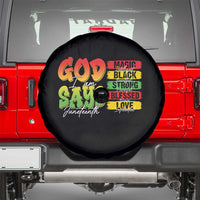 God Says I Am Spare Tire Cover Juneteenth Faith Black Excellence Affirmation Pan-African Colors - Wonder Print Shop