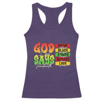 God Says I Am Racerback Tank Top Juneteenth Faith Black Excellence Affirmation Pan-African Colors - Wonder Print Shop