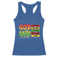 God Says I Am Racerback Tank Top Juneteenth Faith Black Excellence Affirmation Pan-African Colors - Wonder Print Shop