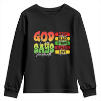 God Says I Am Youth Sweatshirt Juneteenth Faith Black Excellence Affirmation Pan-African Colors - Wonder Print Shop