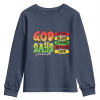 God Says I Am Youth Sweatshirt Juneteenth Faith Black Excellence Affirmation Pan-African Colors - Wonder Print Shop