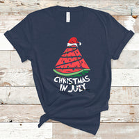 Christmas in July T Shirt Christmas In July Watermelon Xmas Tree Summer Beach Vacation - Wonder Print Shop