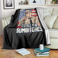 Happy 4th of July To All You Sumbitches Funny Sheriff Throw Blanket Retro Movie Quote Inspo Country Humor