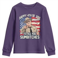Happy 4th of July To All You Sumbitches Funny Sheriff Youth Sweatshirt Retro Movie Quote Inspo Country Humor