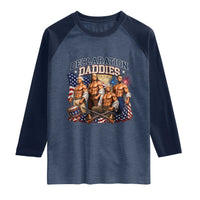 1776 America Declaration Daddies Patriotic Raglan Shirt Funny Buff Founding Fathers Muscular Patriots
