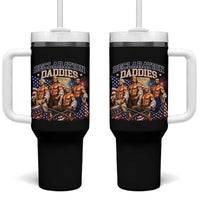 1776 America Declaration Daddies Patriotic Tumbler With Handle Funny Buff Founding Fathers Muscular Patriots