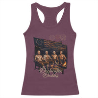 Declaration Daddies Campfire Gathering Graphic Racerback Tank Top Shirtless Founding Fathers Patriotic Summer 4th of July Celebration