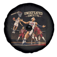 Undefeated Since 1776 George Washington Basketball Spare Tire Cover Funny USA Dream Team Founding Fathers Slam Dunk Patriotic Sports