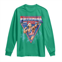 Freedomania 250 George Washington Wrestler Graphic Long Sleeve Shirt Funny Muscular President Lightning 1776 to 2026 Semiquincentennial