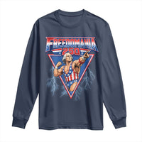 Freedomania 250 George Washington Wrestler Graphic Long Sleeve Shirt Funny Muscular President Lightning 1776 to 2026 Semiquincentennial