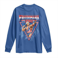Freedomania 250 George Washington Wrestler Graphic Long Sleeve Shirt Funny Muscular President Lightning 1776 to 2026 Semiquincentennial