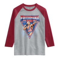 Freedomania 250 George Washington Wrestler Graphic Raglan Shirt Funny Muscular President Lightning 1776 to 2026 Semiquincentennial