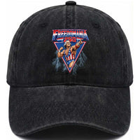 Freedomania 250 George Washington Wrestler Graphic Washed Cotton Baseball Cap Funny Muscular President Lightning 1776 to 2026 Semiquincentennial
