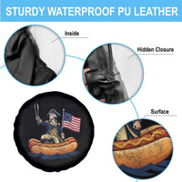 George Washington Crossing The Delaware on Hot Dog Boat Spare Tire Cover Funny BBQ Party 4th of July Graphic