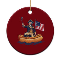 George Washington Crossing The Delaware on Hot Dog Boat Ceramic Ornament Funny BBQ Party 4th of July Graphic