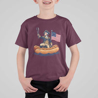 George Washington Crossing The Delaware on Hot Dog Boat T Shirt For Kid Funny BBQ Party 4th of July Graphic