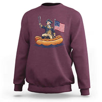 George Washington Crossing The Delaware on Hot Dog Boat Sweatshirt Funny BBQ Party 4th of July Graphic