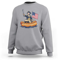 George Washington Crossing The Delaware on Hot Dog Boat Sweatshirt Funny BBQ Party 4th of July Graphic