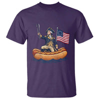 George Washington Crossing The Delaware on Hot Dog Boat T Shirt Funny BBQ Party 4th of July Graphic