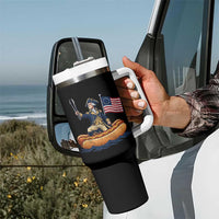 George Washington Crossing The Delaware on Hot Dog Boat Tumbler With Handle Funny BBQ Party 4th of July Graphic