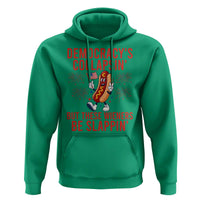 Funny Patriotic Hotdog Cartoon 4th of July Fireworks Hoodie Democracys Collapsin But These Wieners Be Slappin