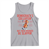 Funny Patriotic Hotdog Cartoon 4th of July Fireworks Tank Top Democracys Collapsin But These Wieners Be Slappin