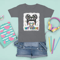 Hello 1st Grade T Shirt For Kid Cute Messy Bun Girls Back To School Tie Dye Bleached - Wonder Print Shop