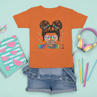 Hello 1st Grade T Shirt For Kid Cute Messy Bun Girls Back To School Tie Dye - Wonder Print Shop